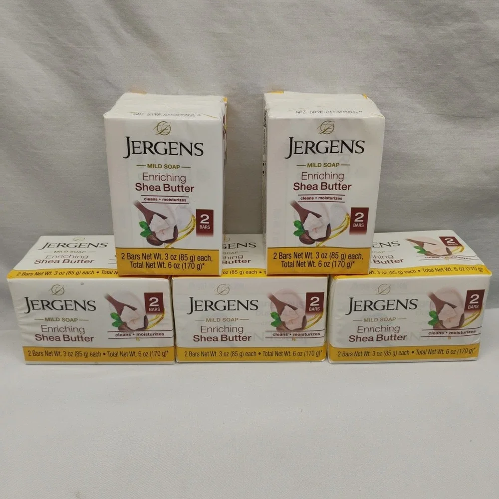 5 Pack Jergens Enriching Shea Butter MILD Bar Soap 3oz Each 10 Bars Total